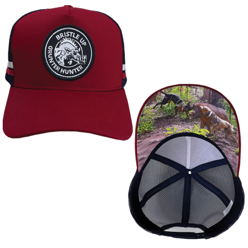 Red Bristle Up Grunter Hunter Trucker Cap #001